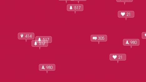 animación de los iconos de los medios en fondo rosado.