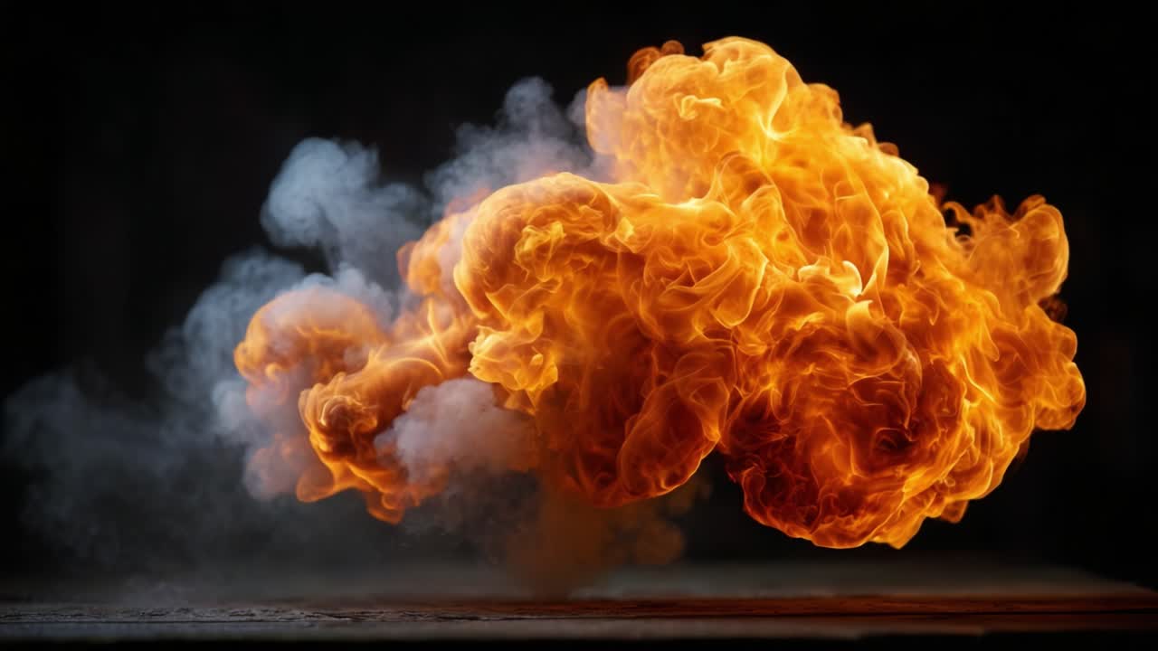 A Stunning Display of Fire and Smoke: A Dynamic Interaction Captured in Two Frames, Showcasing the Intensity and Beauty of Flames and Their Surrounding Atmosphere
