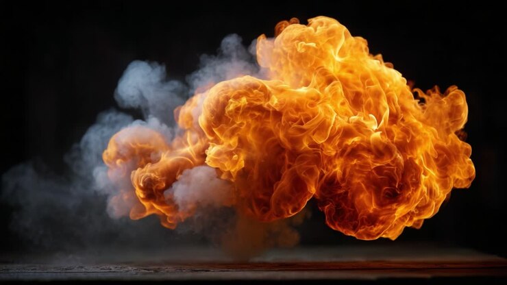A Stunning Display of Fire and Smoke: A Dynamic Interaction Captured in Two Frames, Showcasing the Intensity and Beauty of Flames and Their Surrounding Atmosphere