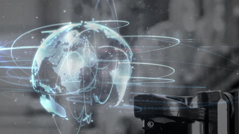 animación de redes de conexiones en interiores industriales