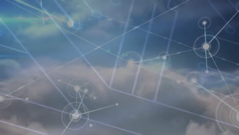 animación de redes de conexiones en el cielo
