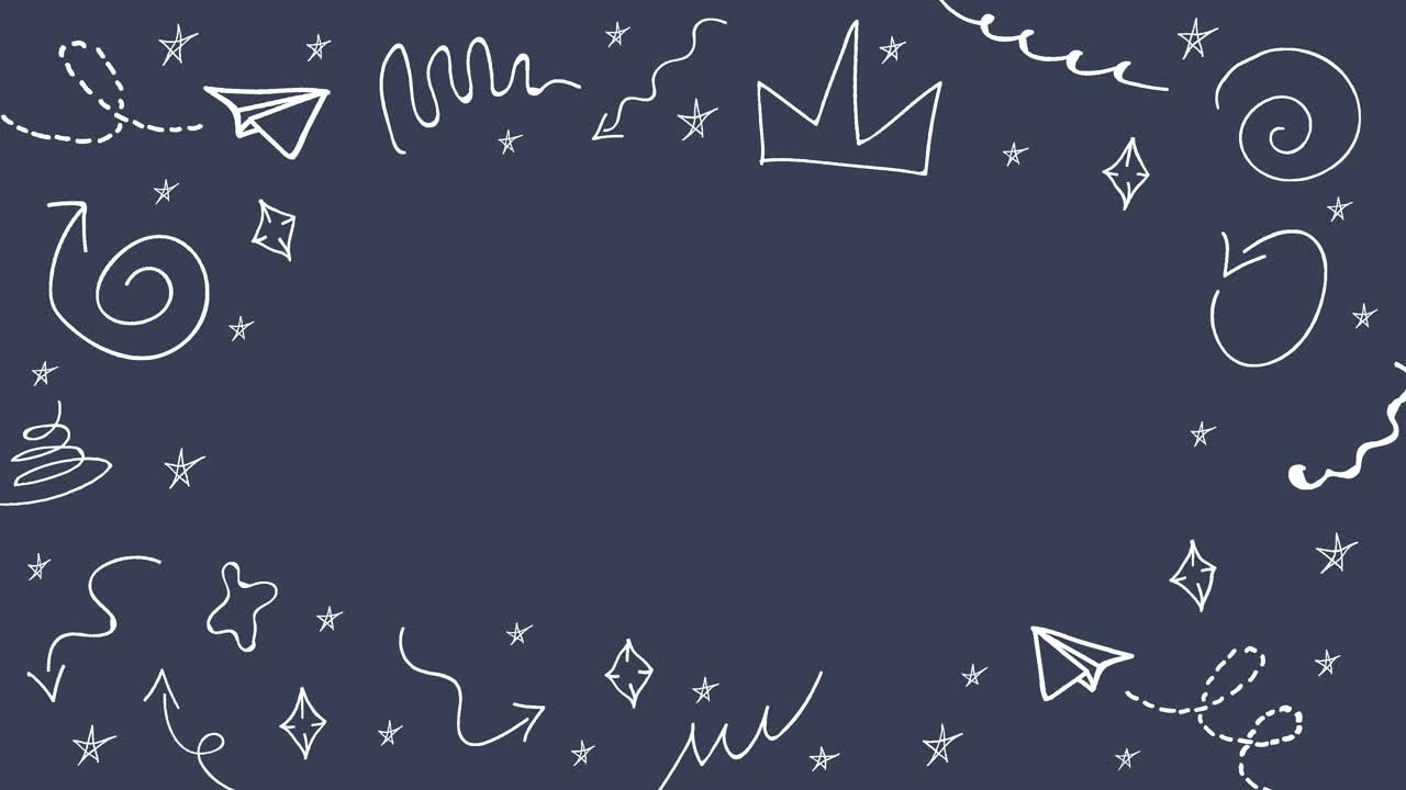 Loopable animation of white simple doodles on a purple background