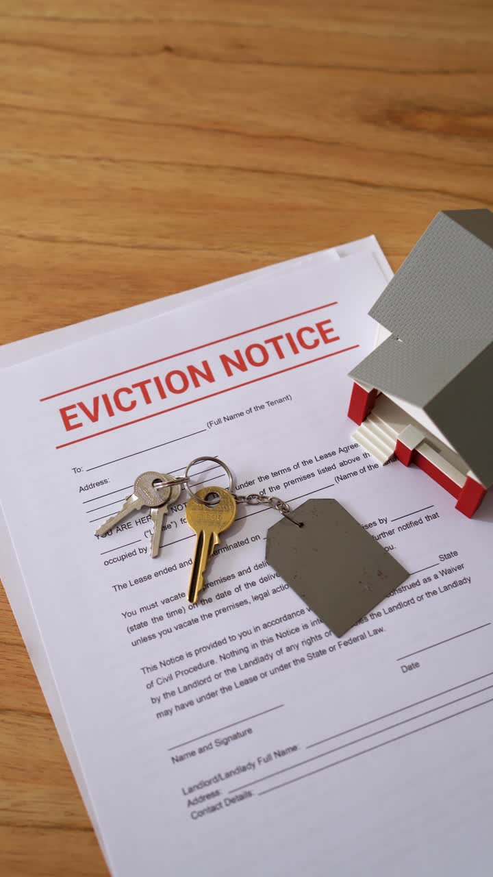 Vertical shot of eviction notice. Concept of getting kicked out your rental house.