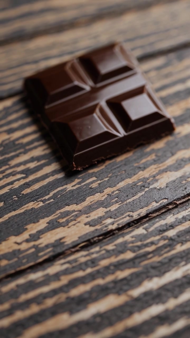 Sekeping Cokelat Hitam di Atas Permukaan Kayu Pedesaan
