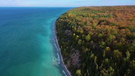 4k drone of autumn and talk water