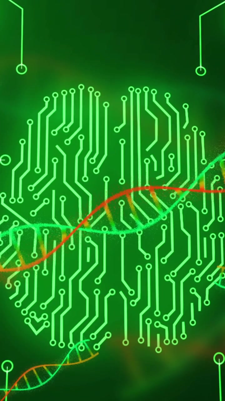 Animation of data processing on black background