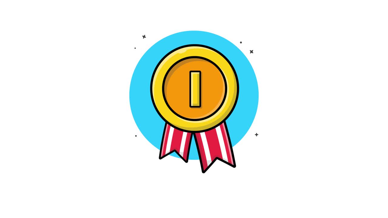 Animated Gold Medal with Number One and Ribbons