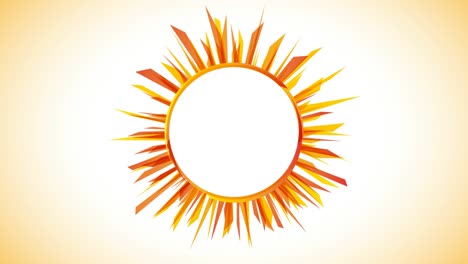 animated illustration for template, summer concept. abstract sun, sun rays in rotating motion, empty background in flat design. loop footage