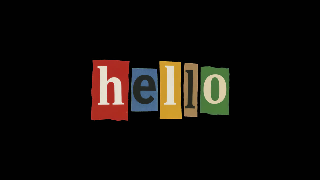 Colorful retro hello design animation isolated asset, transparent 4K video, alpha channel, ProRes