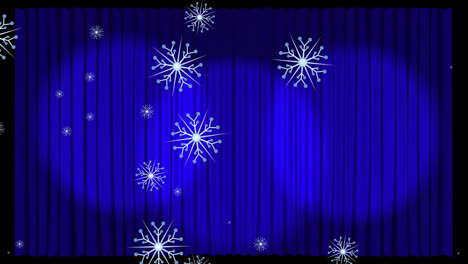 Animation-of-christmas-snowflakes-falling-on-blue-background