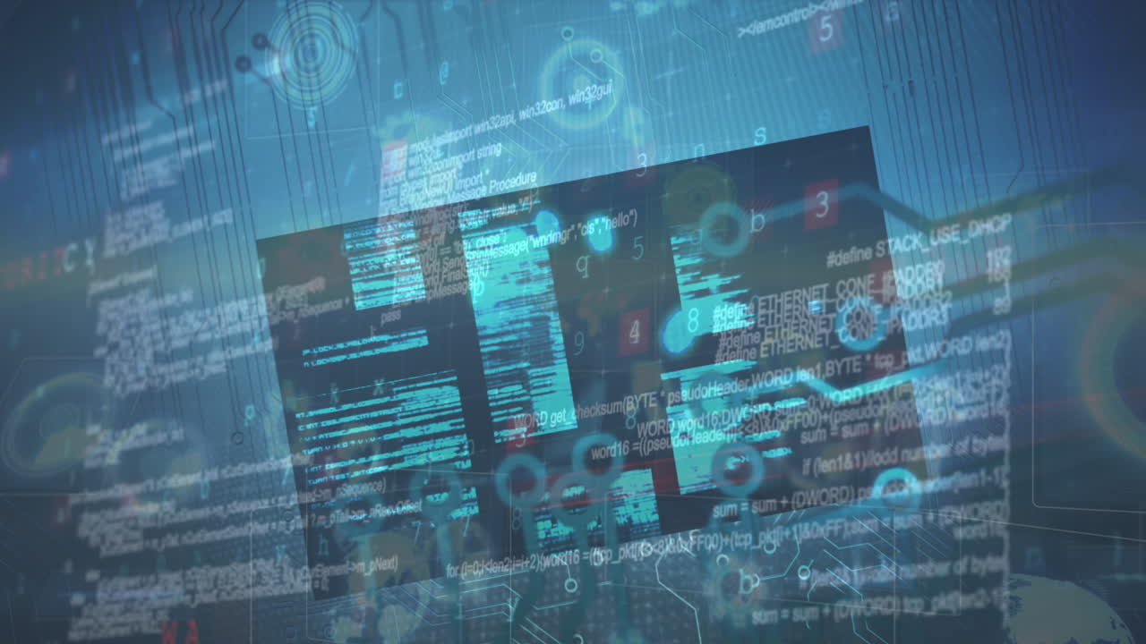 animación del procesamiento de datos digitales sobre un fondo oscuro