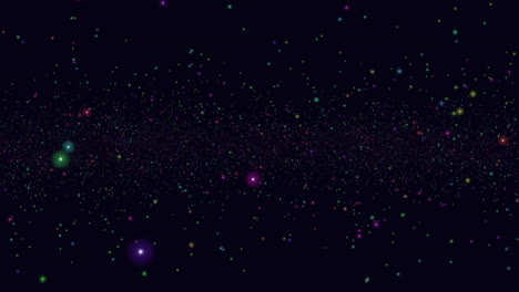 Night-galaxy-with-flying-random-neon-glitters-and-stars