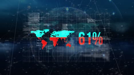 Animación-Del-Mapa-Mundial-Y-Porcentajes-Crecientes-Sobre-El-Globo-Y-Datos-Sobre-El-Fondo-De-La-Marina