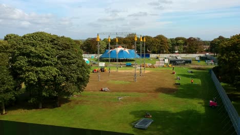 Aerial shots from a music event teardown