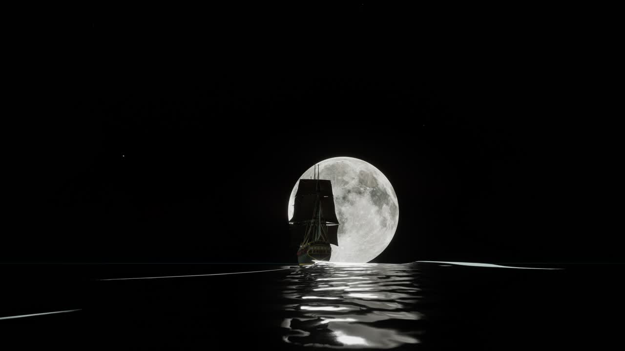 Корабль под полнолунием