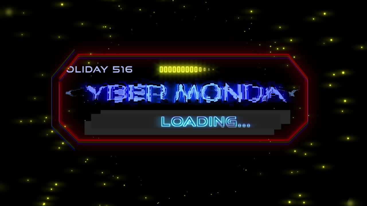 은하계의 hud 요소가 있는 컴퓨터 화면의 사이버 월요일