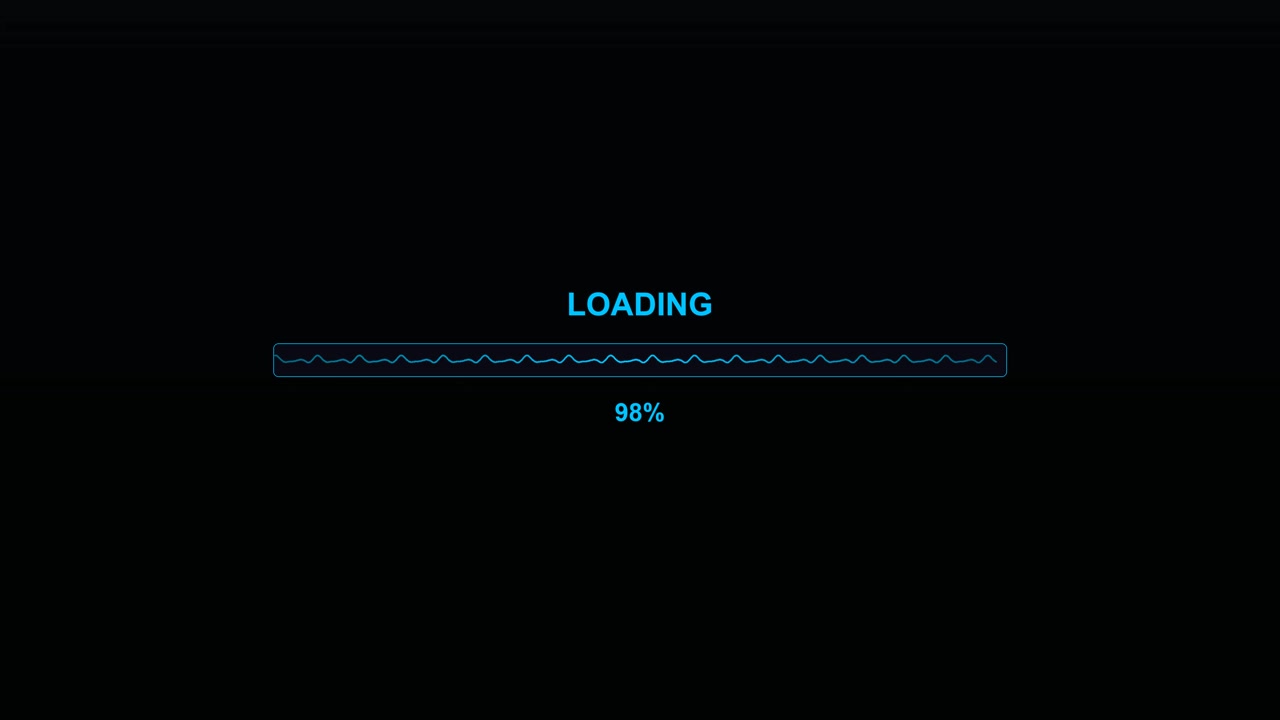 Progress bar animation appears on the screen indicating loading status for video content creators. This animation is used during streaming or video production