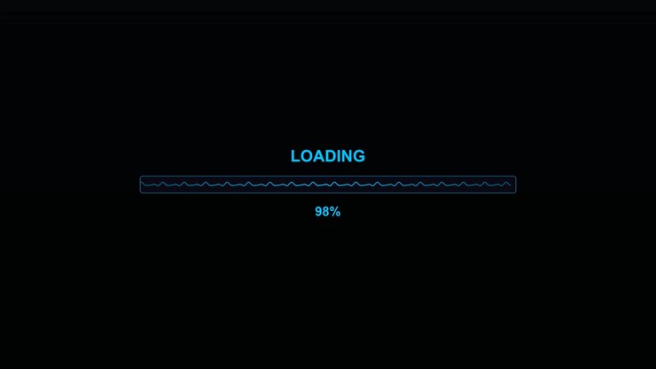 Progress bar animation appears on the screen indicating loading status for video content creators. This animation is used during streaming or video production