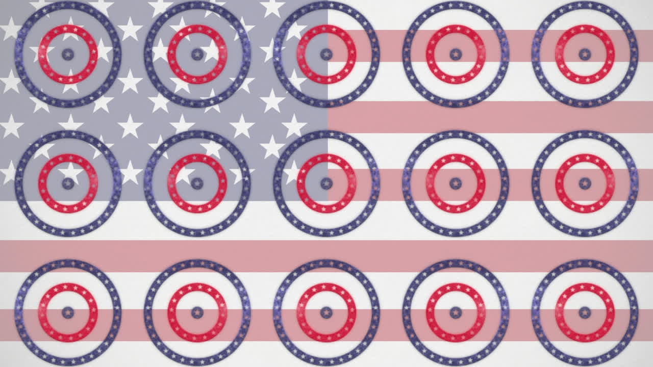 estrellas girando en círculos múltiples contra nosotros bandera