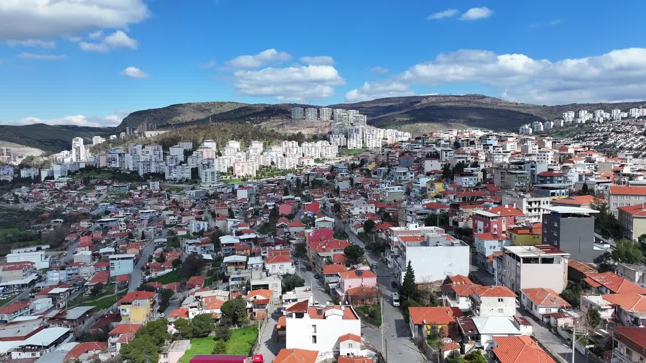 Drone shooting of ghetto houses and slums in the suburbs of Izmir