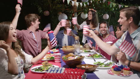 friends making a toast to celebrate 4th of july shot on r3d