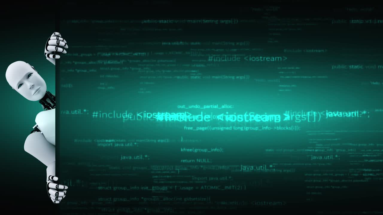 Futuristic robot artificial intelligence huminoid AI programming coding