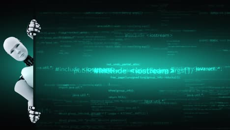 robot futuristico intelligenza artificiale umanoide ai programmazione codifica
