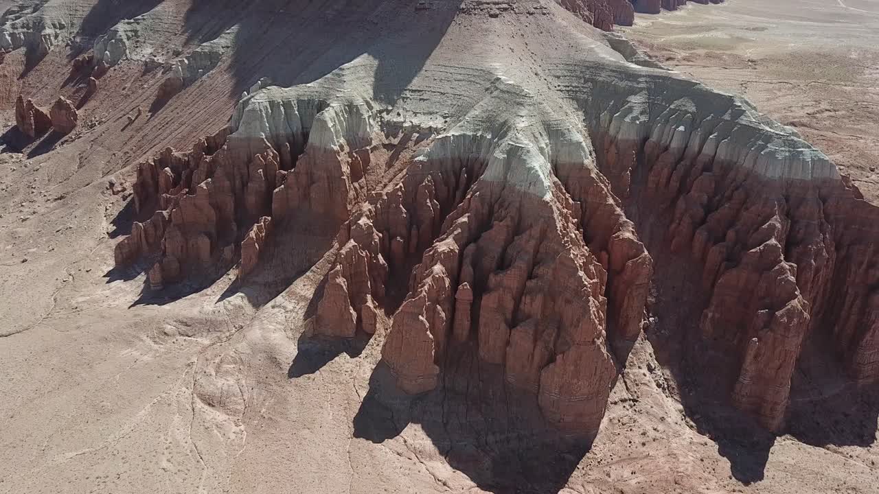 Goblin Valley State Park, Utah USA. Drone Aerial View of Striped Sandstone Hills and Desert Landscape