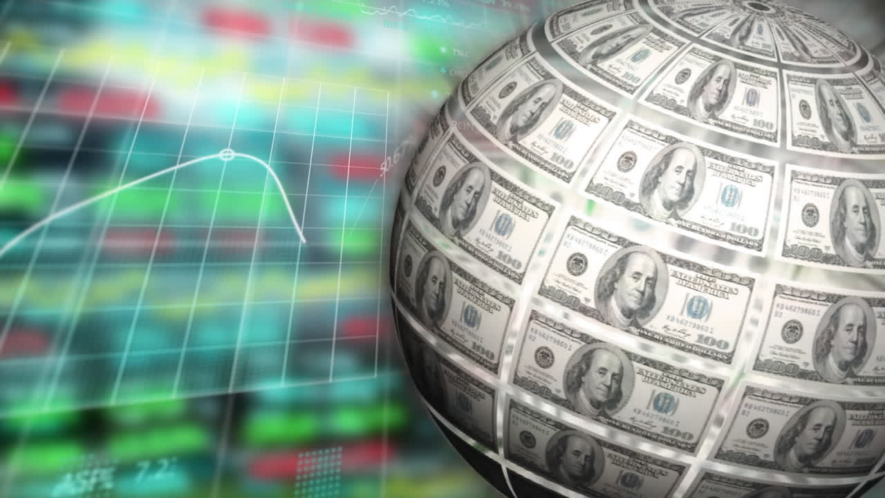 animación del globo giratorio sobre el procesamiento de datos e información digital