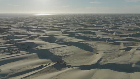 Sandy-Desert-Landscape-on-Baja-California-Sur-Coast-in-Mexico,-Aerial-Flight