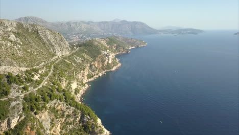 Mountain,-hill-side-roads-on-the-coast-line-in-Croatia,-Dubrovnik