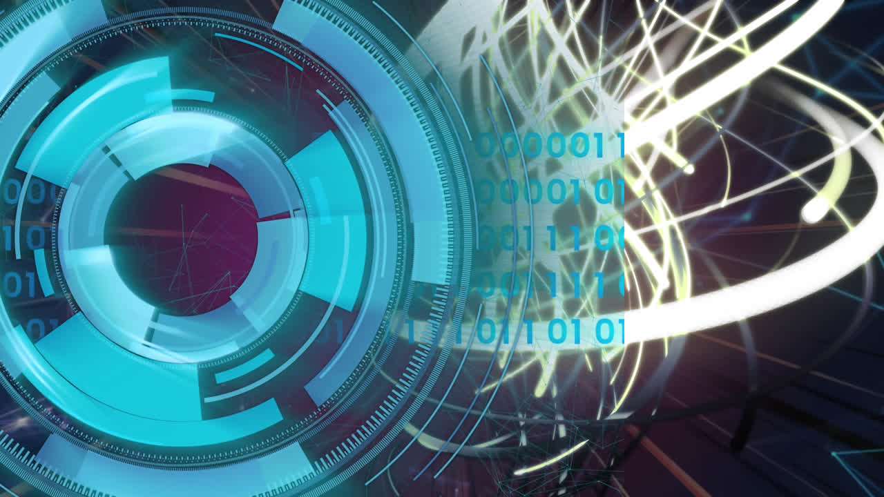 Animation of scope, binary coding data processing and connections
