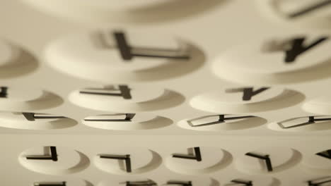 Mehrere-Vertikale-Uhren,-Die-Zeiger-Drehen-Und-Geometrische-Musterformen-Erzeugen,-Hängen-An-Der-Wand-Eines-Luxusjuweliergeschäfts