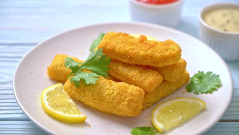 fried fish finger stick or french fries fish with sauce