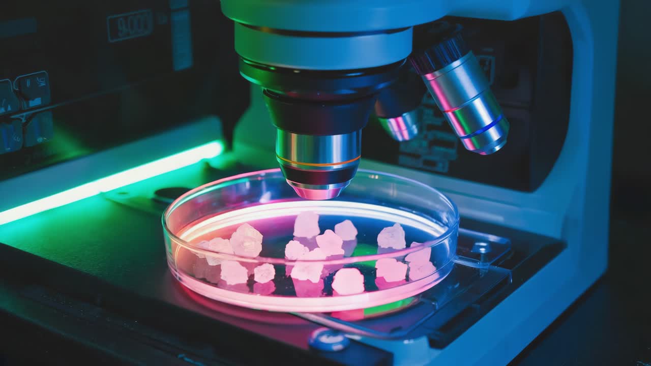 Microscopic Examination of Crystals in Petri Dish