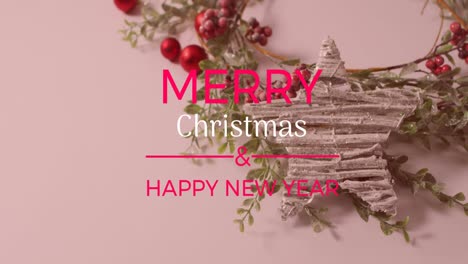 Animation-of-merry-christmas-text-over-christmas-decorations