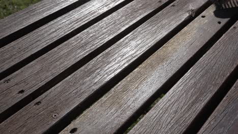 wooden deck being cleaned with a metal brush