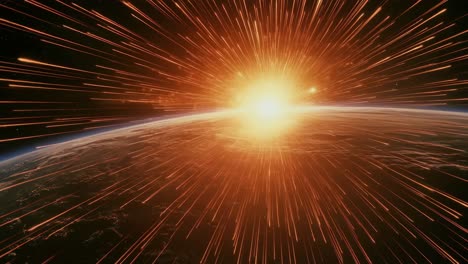 dynamic video concept of a cosmic explosion over earth