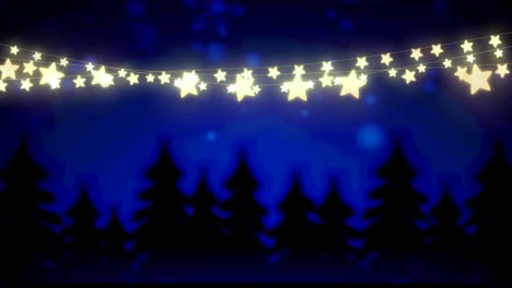 Animation-of-glowing-fairy-lights-over-winter-landscape