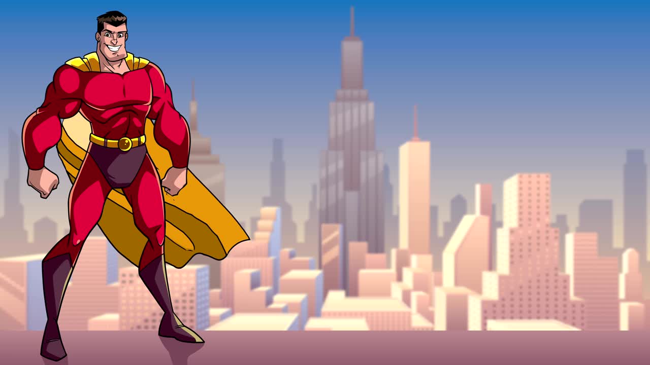 도시에서 키가 큰 슈퍼히어로