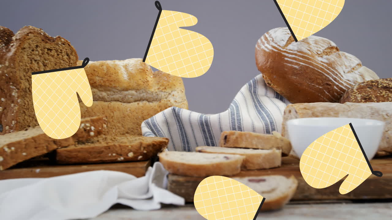 ⁇  위에 떨어지는 노란 장갑의 애니메이션