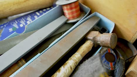 Various-tools-on-wooden-table-4k