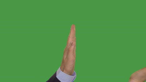 businesspeople giving high five, keyed green screen