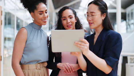 tablet, collaboration and business women