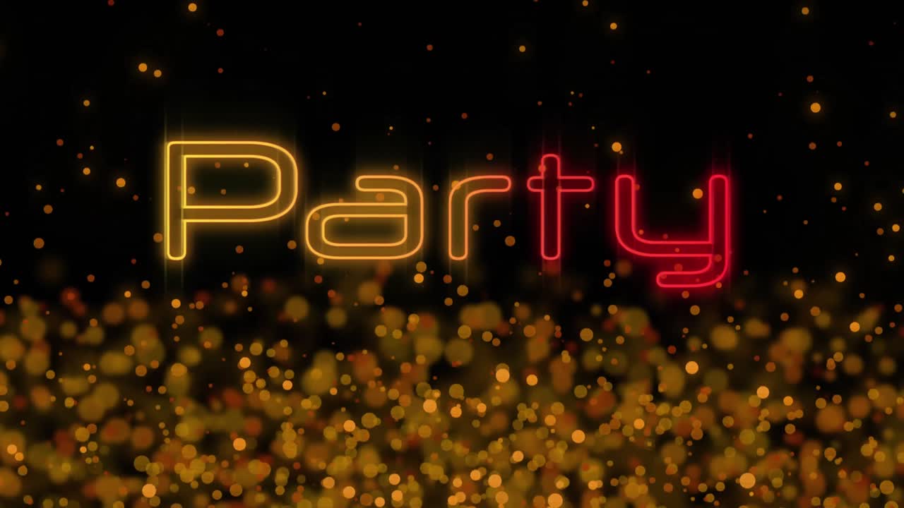 Texte Party sur fond de points lumineux