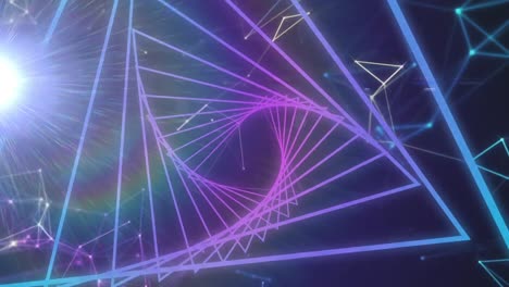 animación de un túnel de neón brillante púrpura girando sobre un fondo azul
