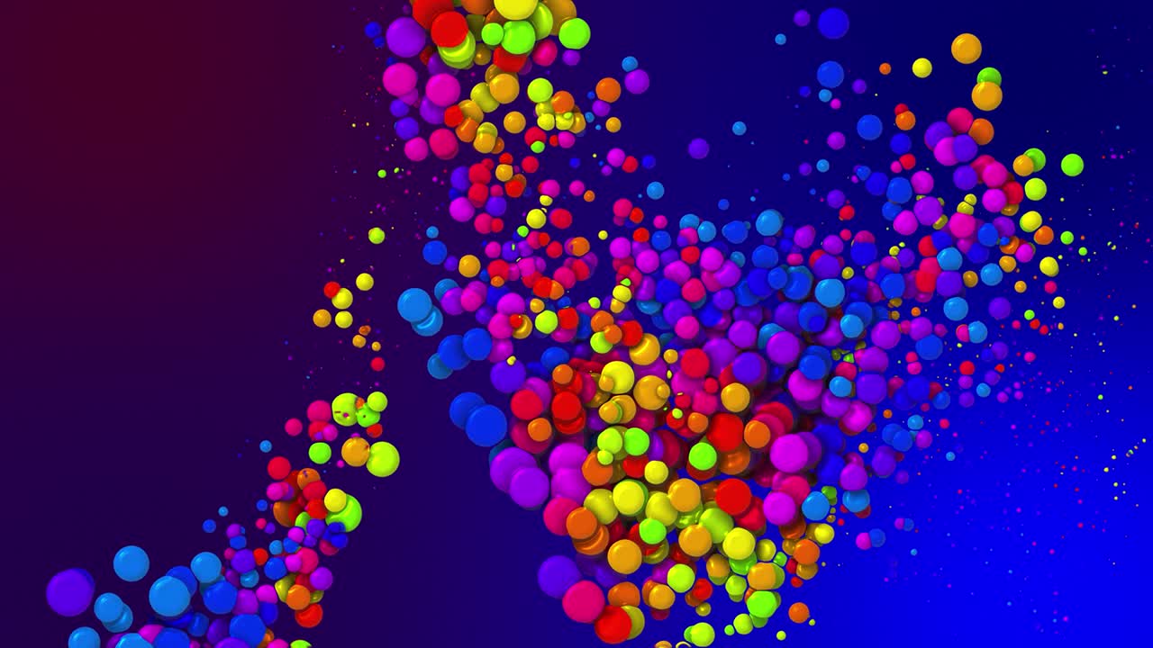 액체에서 페인트 거품이나 염료 방울과 같은 아름다운 다채로운 원의 만화 애니메이션 4k 루프 추상적인 창의적 배경 알파 채널로 루마 매트 입자 증가 및 감소