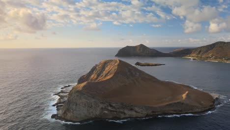 slow and steady drone footage of manana island or rabbit island in hawaii