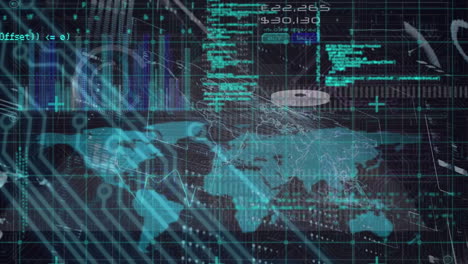 animation of data processing over world map