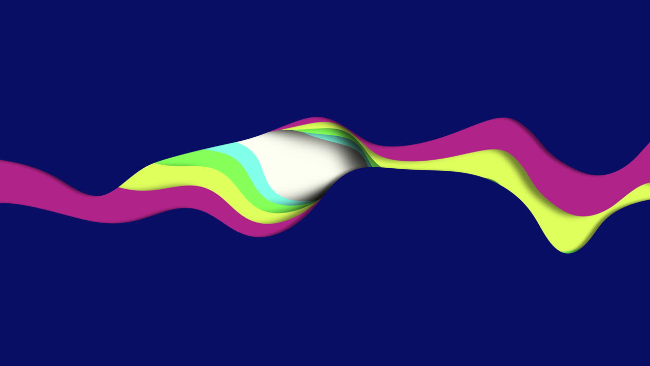 다채로운 파동선이 파란색 배경에서 춤을 춘다